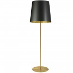 1 Light Aged Brass Floor Lamp w/ Black/Gold Drum Shade