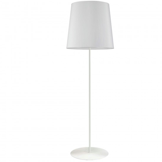 1 Light White Floor Lamp w/ White Drum Shade