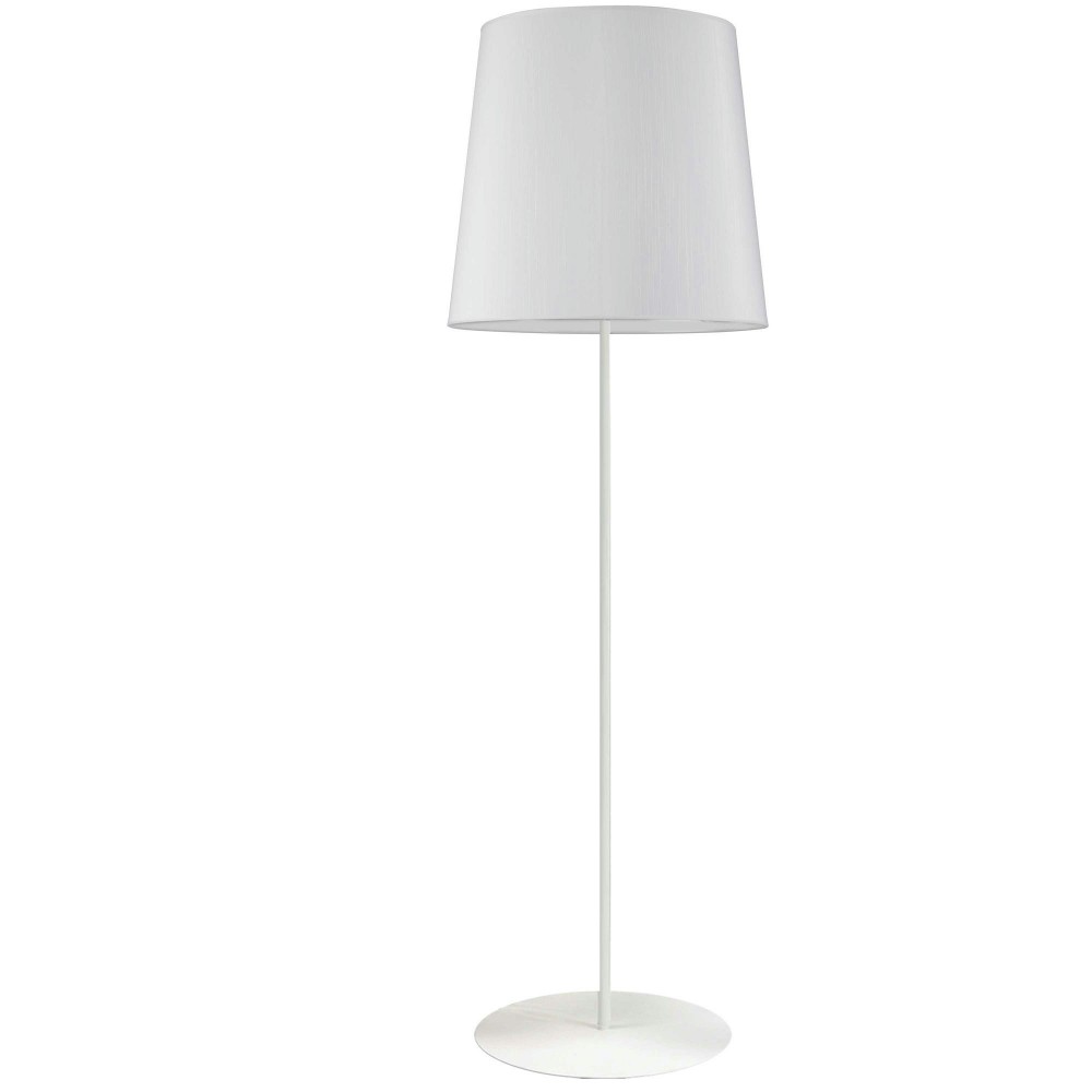 1 Light White Floor Lamp w/ White Drum Shade