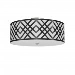 4 Light Flushmount, Polished Chrome Finish, Black/White Shade