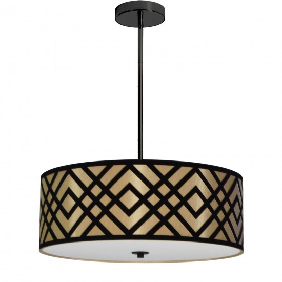 Mona 4 Light Pendant, Black Finish, Black/Gold Shade, MON-194P-PC-GBK