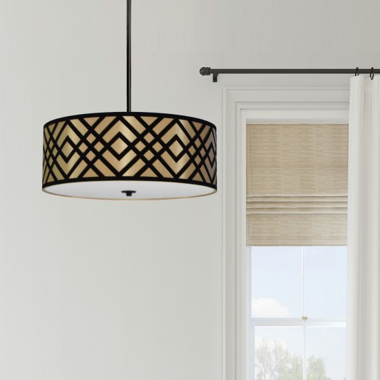 Mona 4 Light Pendant, Black Finish, Black/Gold Shade, MON-194P-PC-GBK