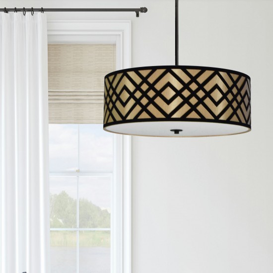 Mona 4 Light Pendant, Black Finish, Black/Gold Shade, MON-244P-PC-GBK