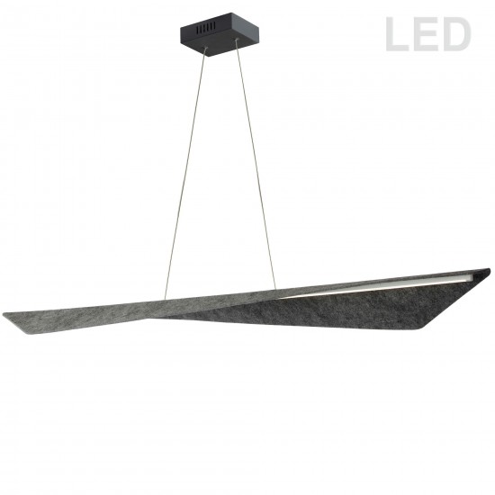 30W Horizontal Matte Black Pendant Grey Felt Shade