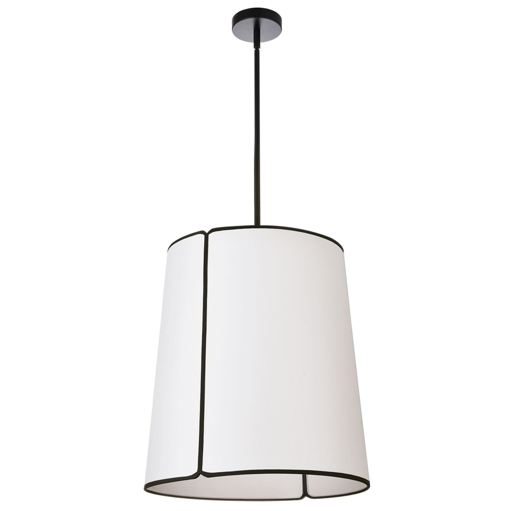 3 Light Notched Pendant, Matte Black White Shade and Diffuser