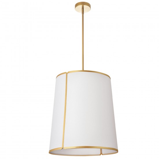 3 Light Notched Pendant, Gold White Shade and Diffuser