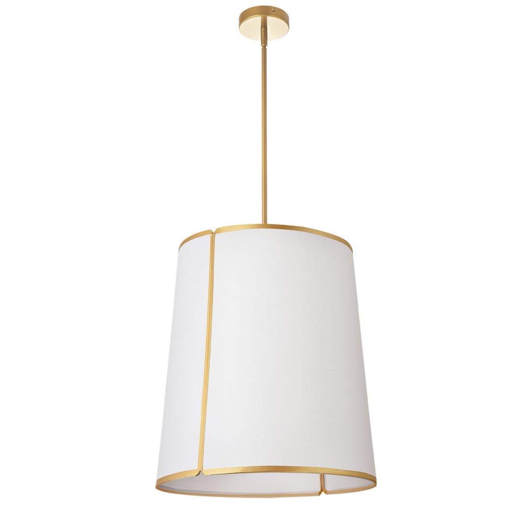 3 Light Notched Pendant, Gold White Shade and Diffuser