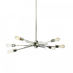 6 Light Horizontal Pendant, Burnished Chrome Finish