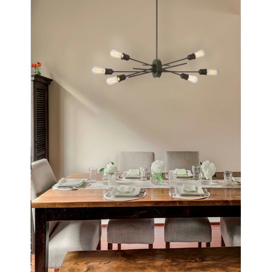 6 Light Horizontal Pendant, Espresso Finish