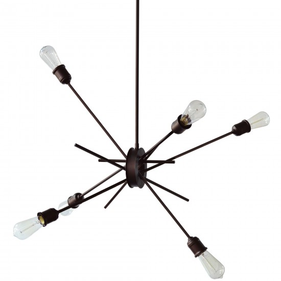 6 Light Pendant, Espresso Finish, 28" Diameter