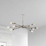 10 Light Horizontal Pendant, Burnished Chrome Finish