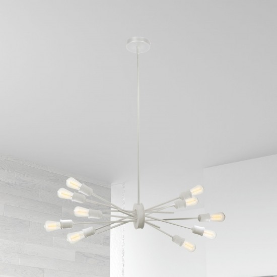 10 Light Incandescent Horizontal Pendant Matte White Finish