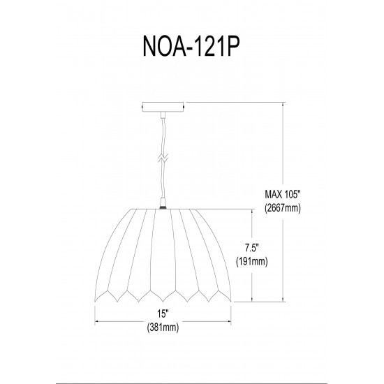 1 Light Noa Pendant JTone White Small Polished Chrome