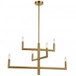 6 Light Incandescent Aged Brass Chandelier