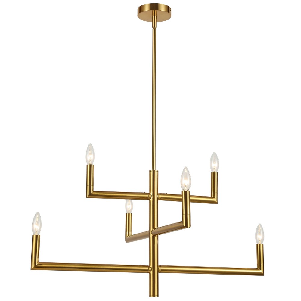 6 Light Incandescent Aged Brass Chandelier