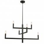 6 Light Incandescent Matte Black Chandelier