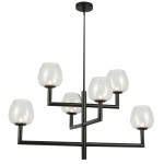 6 Light Incandescent Matte Black Chandelier w/ Clear Glass