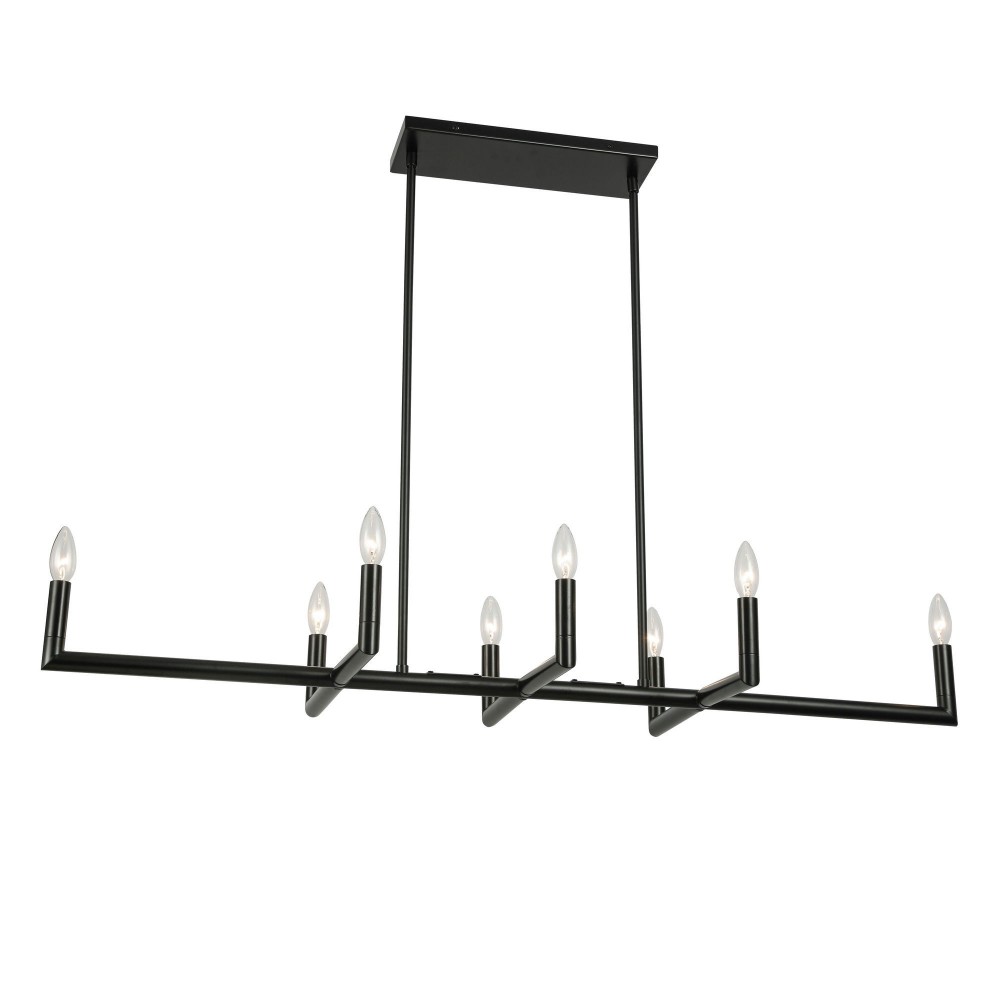 8 Light Incandescent Matte Black Horizontal Chandelier