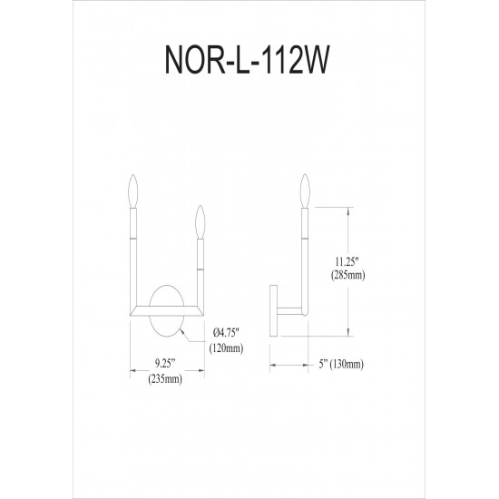 Nora 2 Light Incandescent Wall Sconce, Matte Black, L