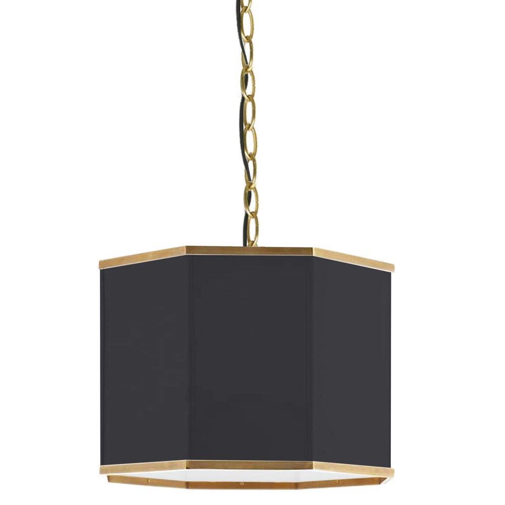 1 Light Incandescent Aged Brass Pendant w/ Black Shade and