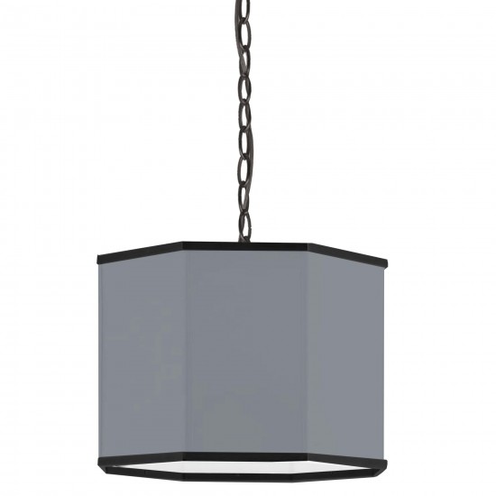 1 Light Incandescent Matte Black Pendant w/ Grey Shade and