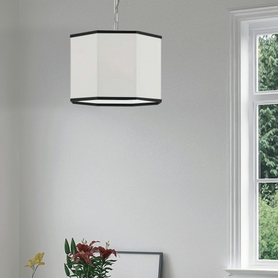 Incandescent Matte White Pendant w/ White Shade and Black Trim