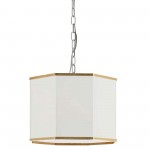 Incandescent Matte White Pendant w/ White Shade and Gold Trim