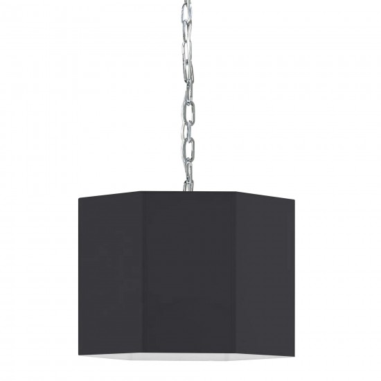 1 Light Incandescent Polished Chrome Pendant w/ Black Shade