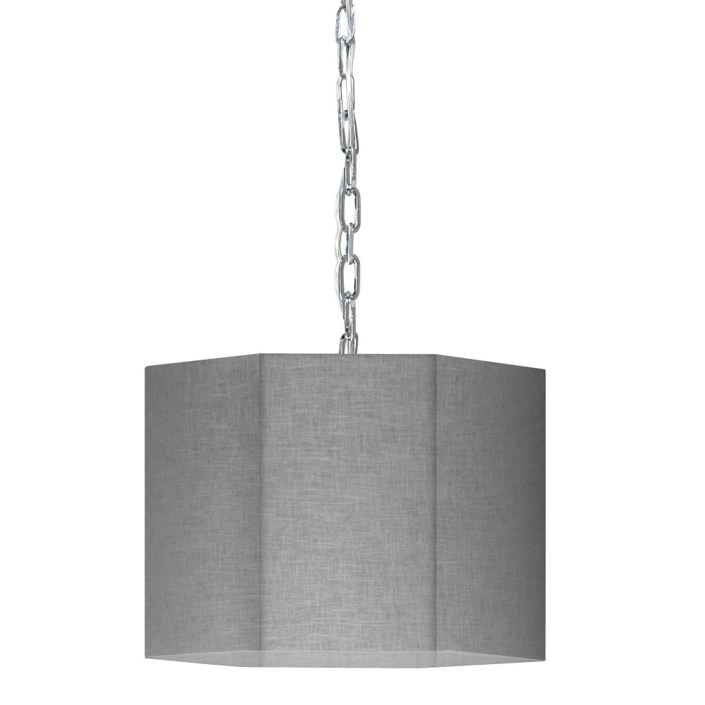 1 Light Incandescent Polished Chrome Pendant w/ Grey/Clear Shade