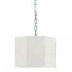 1 Light Incandescent Polished Chrome Pendant w/ White Shade