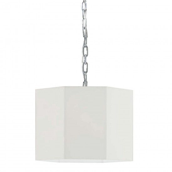 1 Light Incandescent Polished Chrome Pendant w/ White Shade