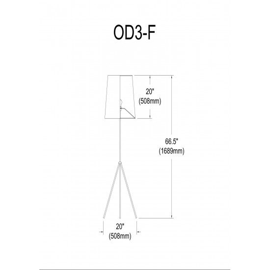 Tripod 3 Leg Tapered Drum Floor Lamp, Satin Chrome, OD3-F-691-SC
