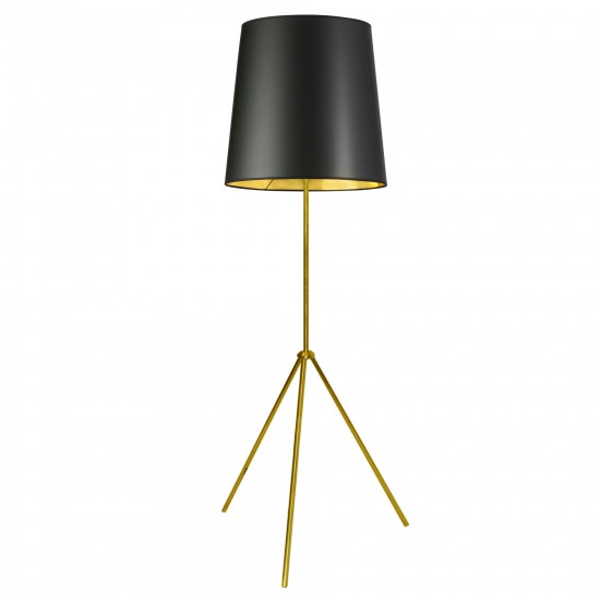 3 Leg Tapered Drum Floor Lamp, Aged Brass