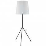 1 Light 3 Leg Matte Black Drum Floor Fixture w/JTone White Shade