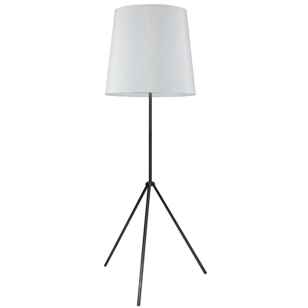 1 Light 3 Leg Matte Black Drum Floor Fixture w/JTone White Shade