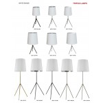 1 Light 3 Leg Drum Table Fixture w/White Shade