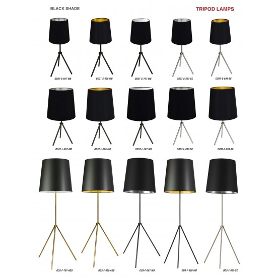 Oversized Drum 1LT 3 Leg Drum Table Fixture w/BK-SV Shd, S