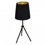 Oversized Drum 1LT 3 Leg Drum Table Fixture w/BK-GLD Shd, S