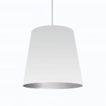 Oversized Drum Tapered Drum Pendant with White on Silver Shade, L