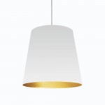 Oversized Drum Tapered Drum Pendant with White on Gold Shade, L