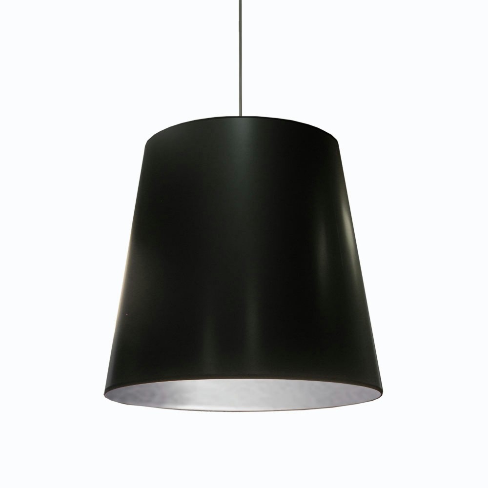 Oversized Drum Tapered Drum Pendant with Black on Silver Shade