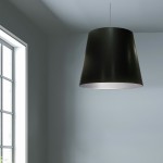 Oversized Drum Tapered Drum Pendant with Black on Silver Shade