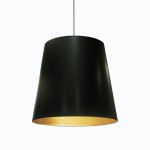 Oversized Drum Tapered Drum Pendant with Black on Gold Shade, L