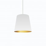 Oversized Drum Tapered Drum Pendant with White on Gold Shade, M