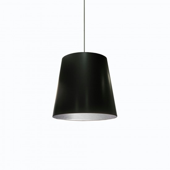 Oversized Drum Tapered Drum Pendant with Black on Silver Shade, M