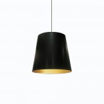 Oversized Drum Tapered Drum Pendant with Black on Gold Shade, M