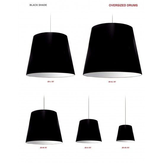 1 Light Oversized Drum Pendant Medium Black Shade