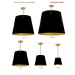 1 Light Oversized Drum Pendant Large Black/Gold Shade