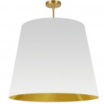 1 Light Oversized Drum Pendant X-Large White/Gold Shade