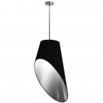 1 Light Slanted Tapered Drum Pendant, Blk/Slv Shade